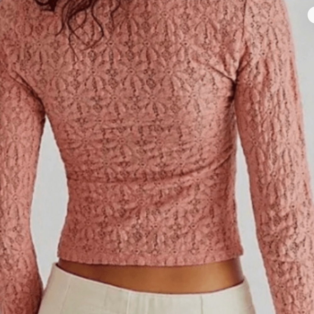 NWOT Free People Lilah Top in Crush Blush Lacey Lace-up Details Sz S - Picture 4 of 15